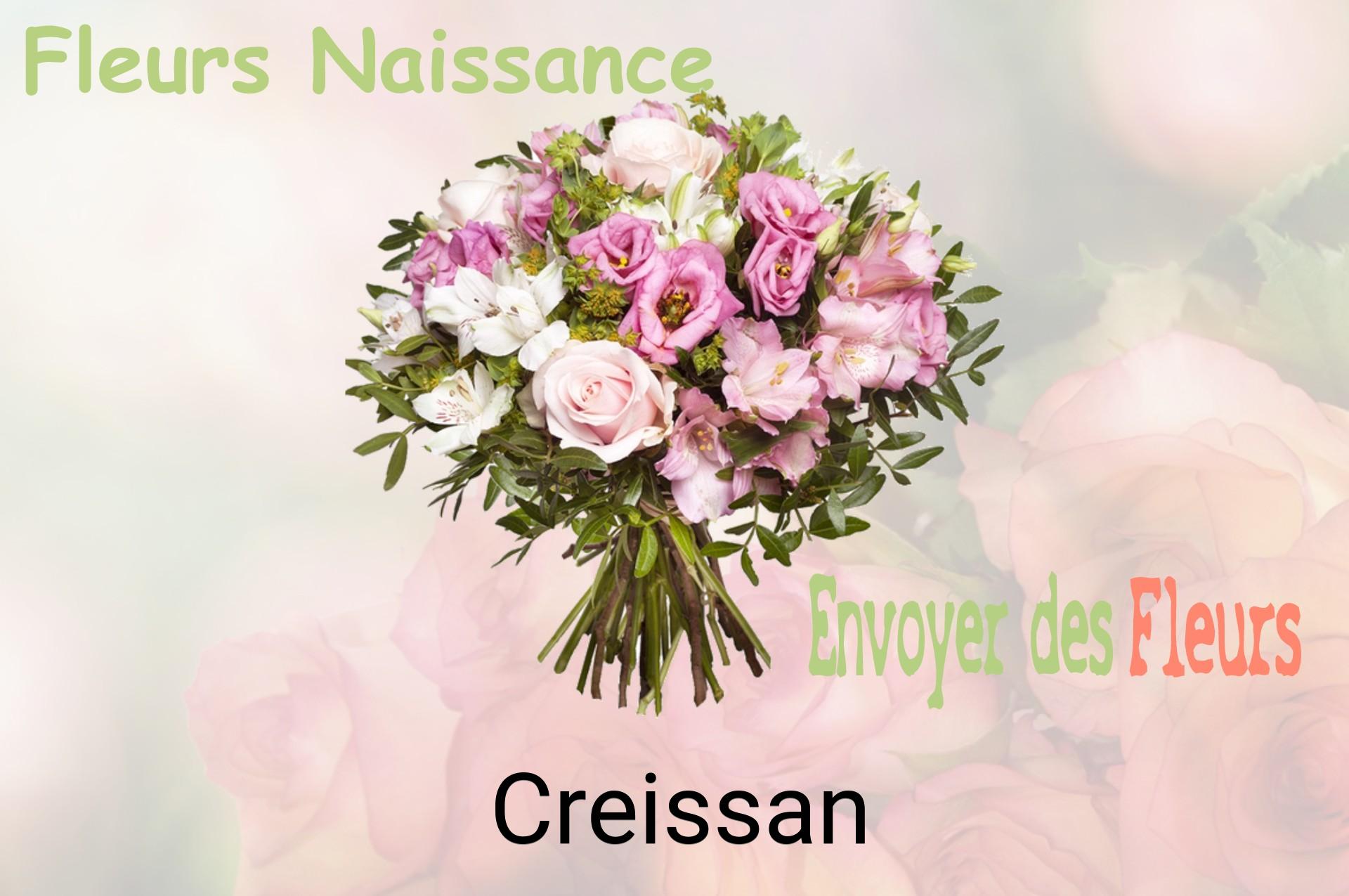 Bouquet de fleurs de naissance livré à Creissan