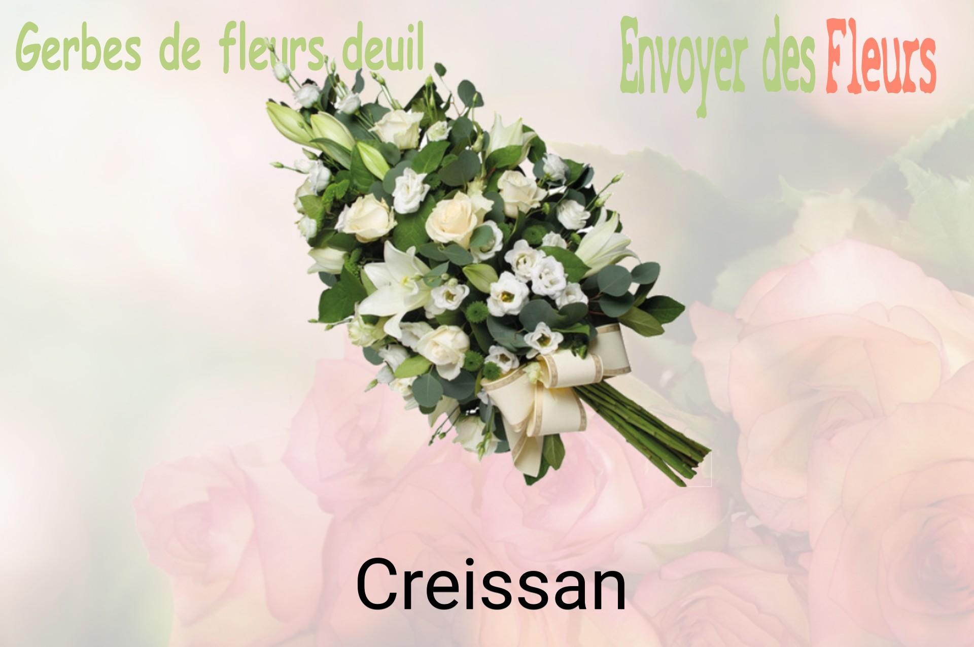 Gerbe de fleurs de deuil livrée à Creissan